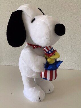 Peanuts Snoopy Woodstock 4th‎ of July Door Porch Greeter Patriotic Plush 22” NEW